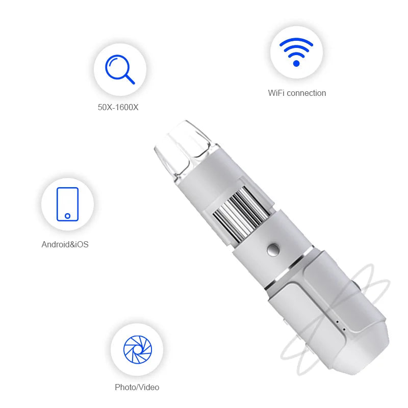 WiFi Digital Microscope 1600X – Wireless Magnifier Beauty Tool