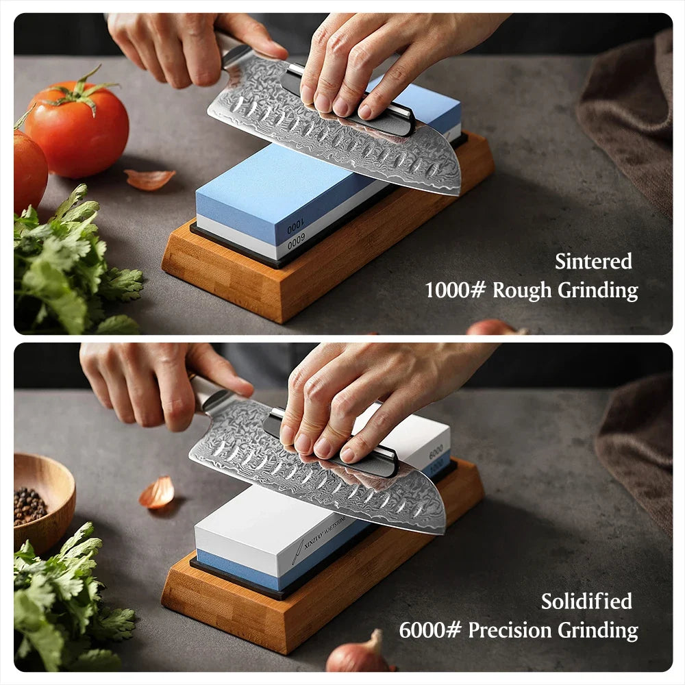 XINZUO 1000/6000 Grit Whetstone Knife Sharpener + Angle Guide