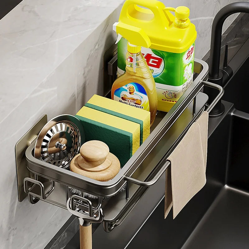 No-Drill Adhesive Kitchen Organizer Rack | Sponge & Soap Holder