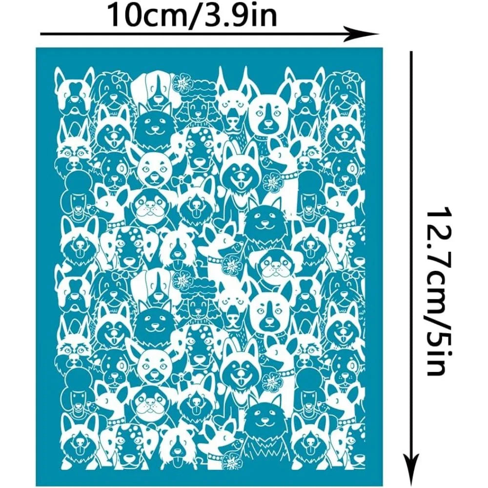 Dog Pattern Clay Silk Screen Stencil – 4×5" Reusable Mesh