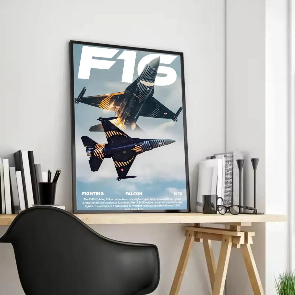 F-16 F-22 F-35 Fighter Jet Canvas Wall Art | Unframed Poster