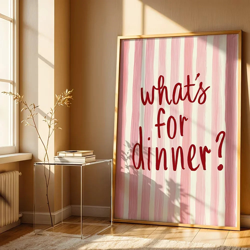 "What To Eat For Dinner" Funny Quote Kitchen Canvas Wall Art