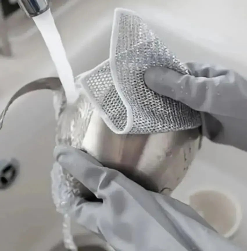 10-Pack Magic Dishcloths – Microfiber & Silver Wire Scrubber
