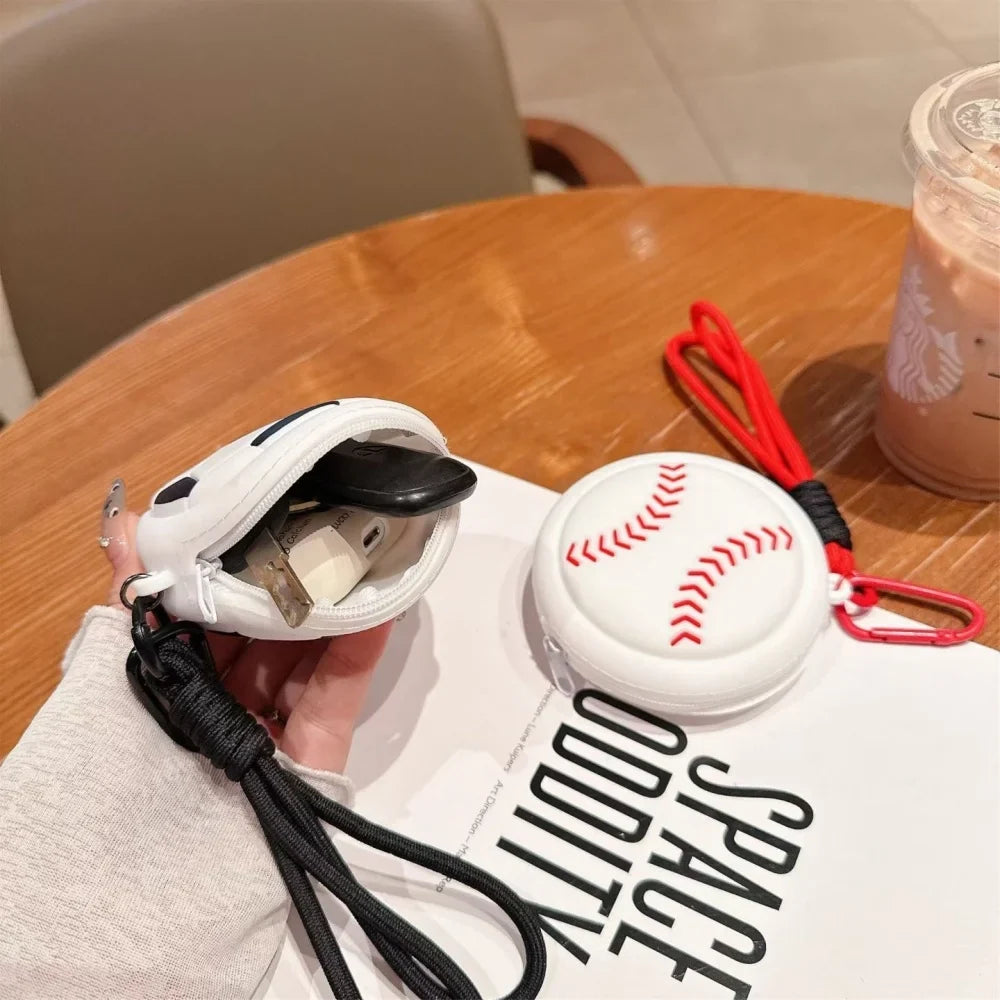 Creative Sports Silicone Coin Purse Wallet Basketball Football Shaped