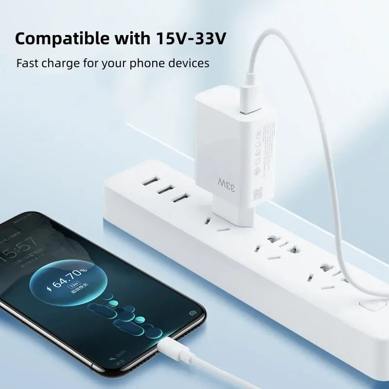 33W USB-C Fast Charger + 6A Cable | Xiaomi iPhone OnePlus