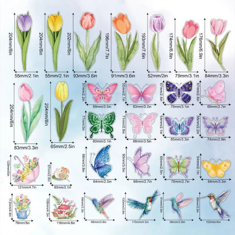 83-Pc Spring Window Cling Decals – Butterfly, Flower & Hummingbird
