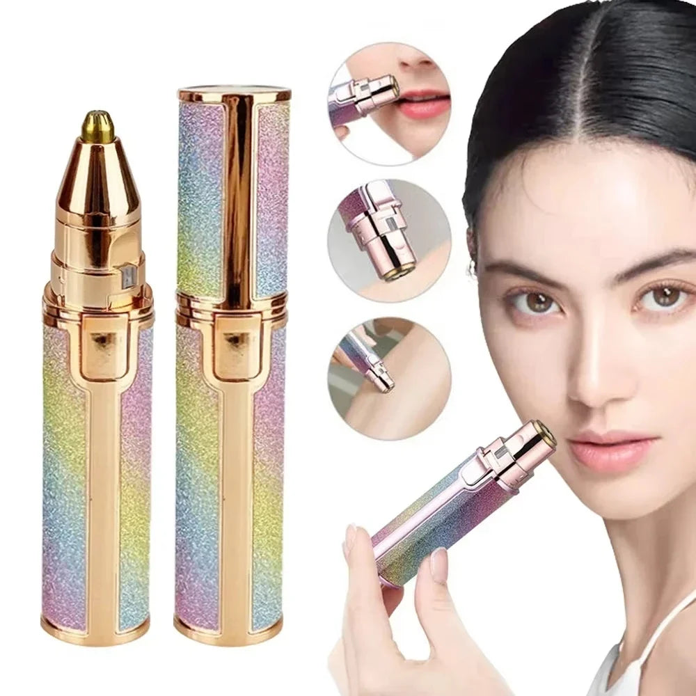 2-in-1 Painless Electric Facial Hair Remover LED Light Shaver Eyebrow