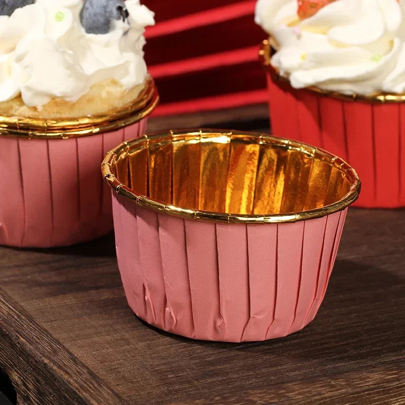 Gold Foil Rolled Paper Cups Muffin Cupcake Wedding Party Decorations