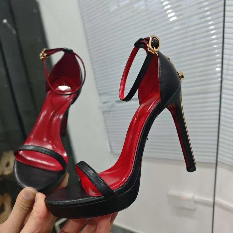 Women's Open-Toe Metal Stiletto Heel Sandals | Banquet Pumps