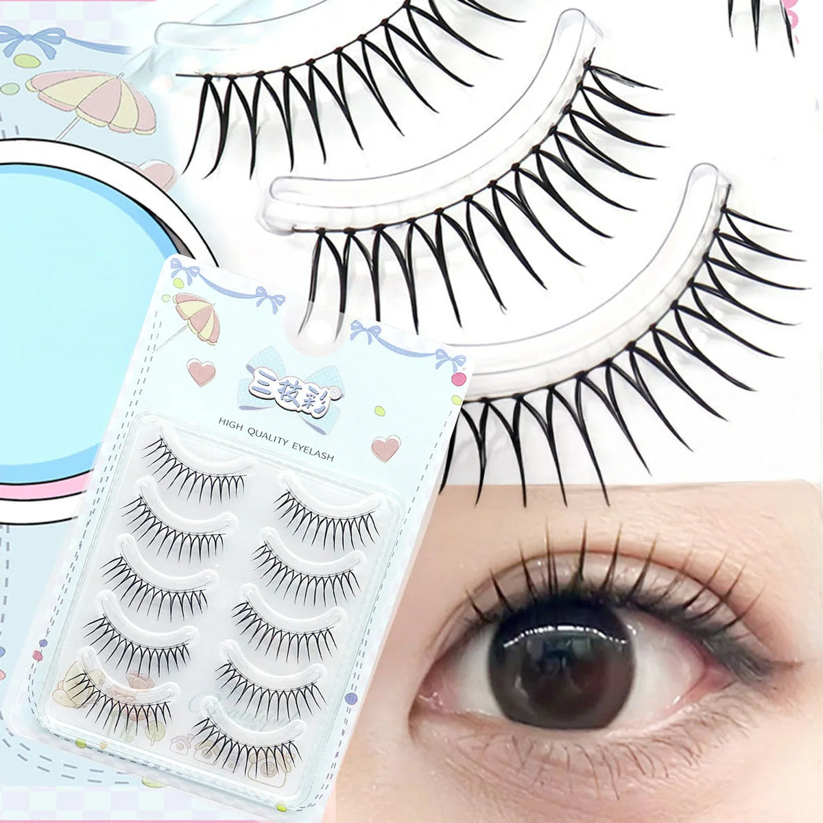 Korean U-Shaped Wispy False Eyelashes | 5 Pairs Cluster Lash