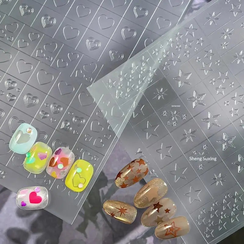 Hollow French Nail Stickers – Heart & Butterfly Nail Art Decals