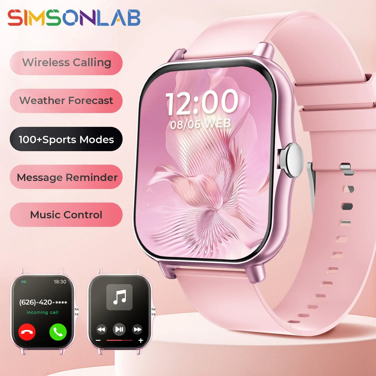 SIMSONLAB Smartwatch – Bluetooth Call & Fitness Tracker Watch
