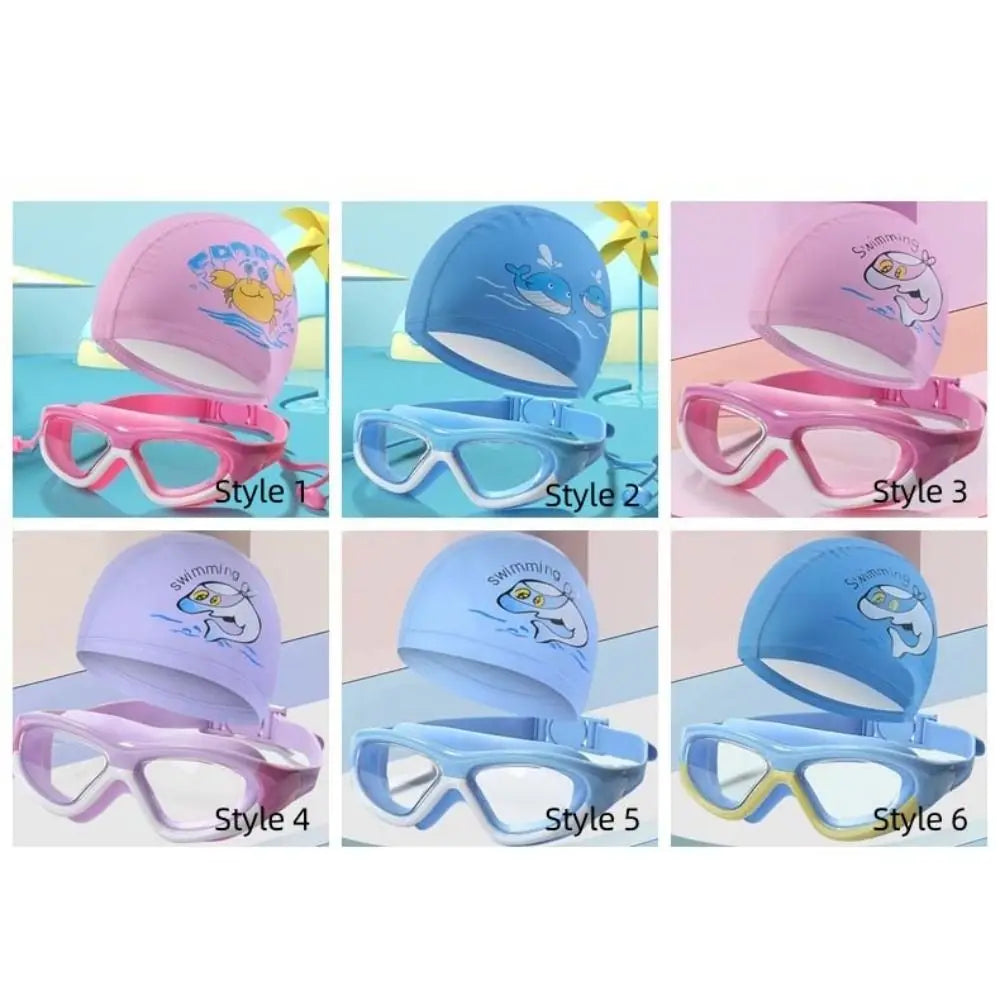 Kids Swimming Cap & Anti-Fog Goggles Set | UV Cartoon