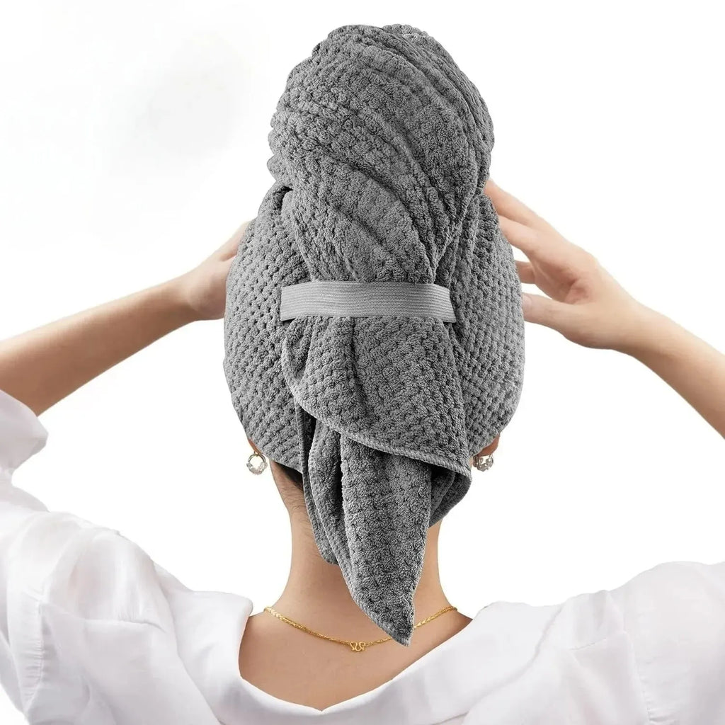 Extra Large Microfiber Hair Towel Wrap with Elastic Band
