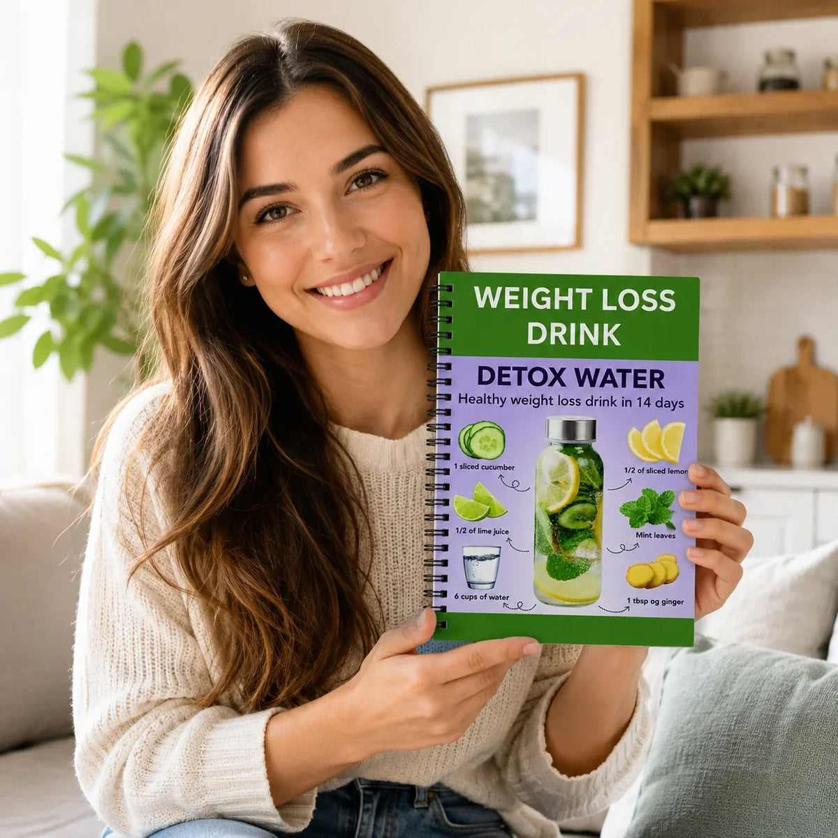 14-Day Detox Water Guide A5 Spiral Notebook 140-Page Healthy Drink