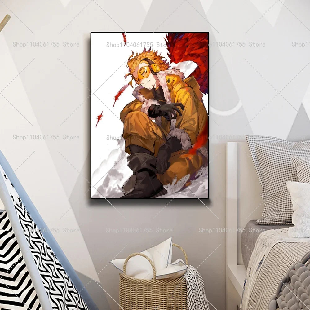 My Hero Academia Hawks Anime Poster – Self-Adhesive Wall Art