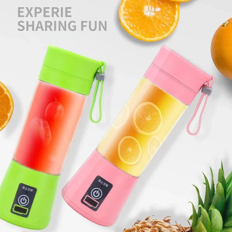 Portable Mini Electric Blender Juicer – 6-Blade USB Rechargeable