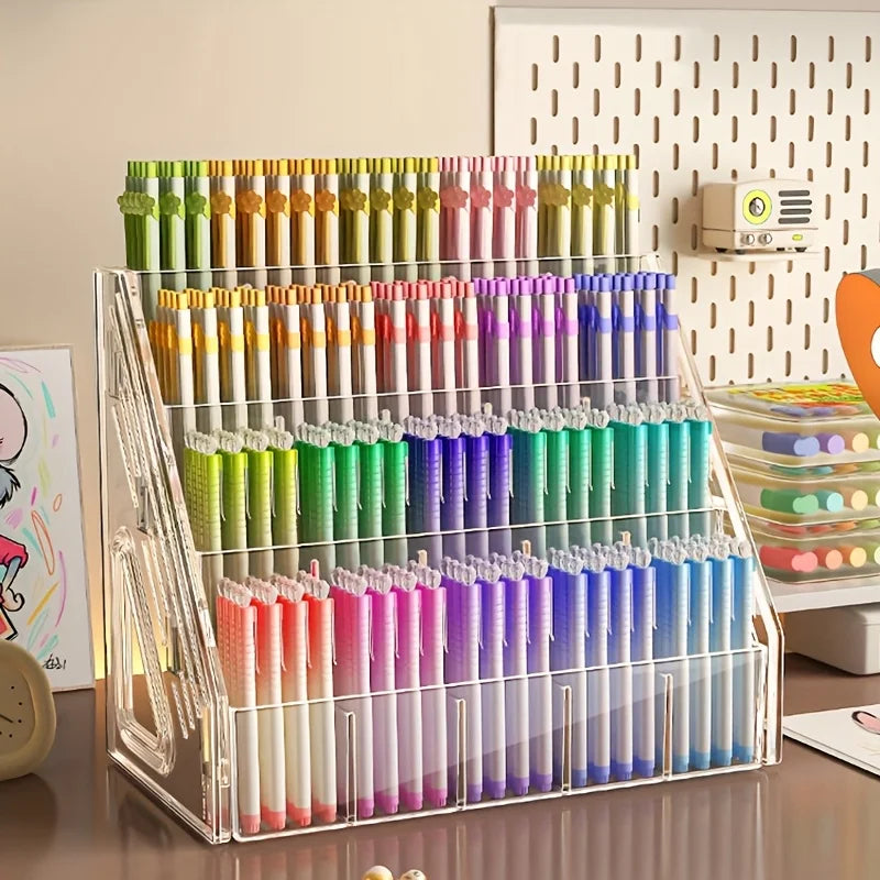 Acrylic Pen Organizer Multi-Grid Desk Caddy – Large Capacity