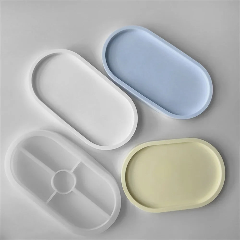 DIY Oval Tray Mold Storage Box Silicone Coaster Crystal Ashtray