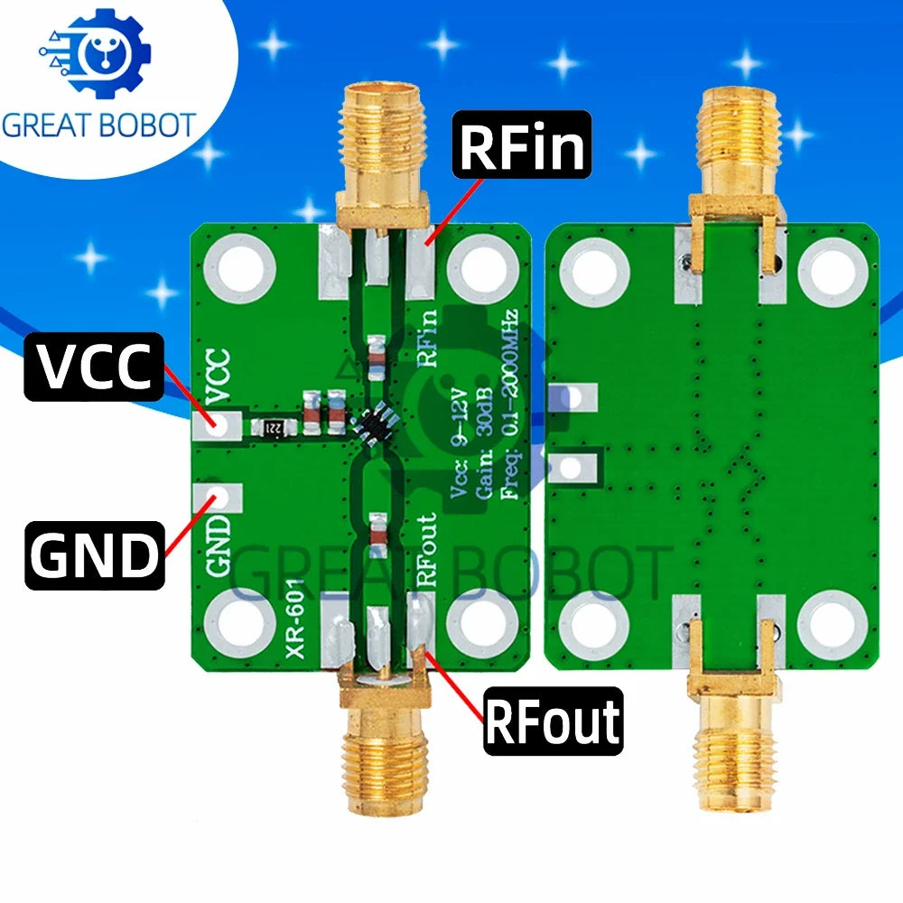 0.1–2000MHz RF Wideband Amplifier 30dB High Gain LNA Board