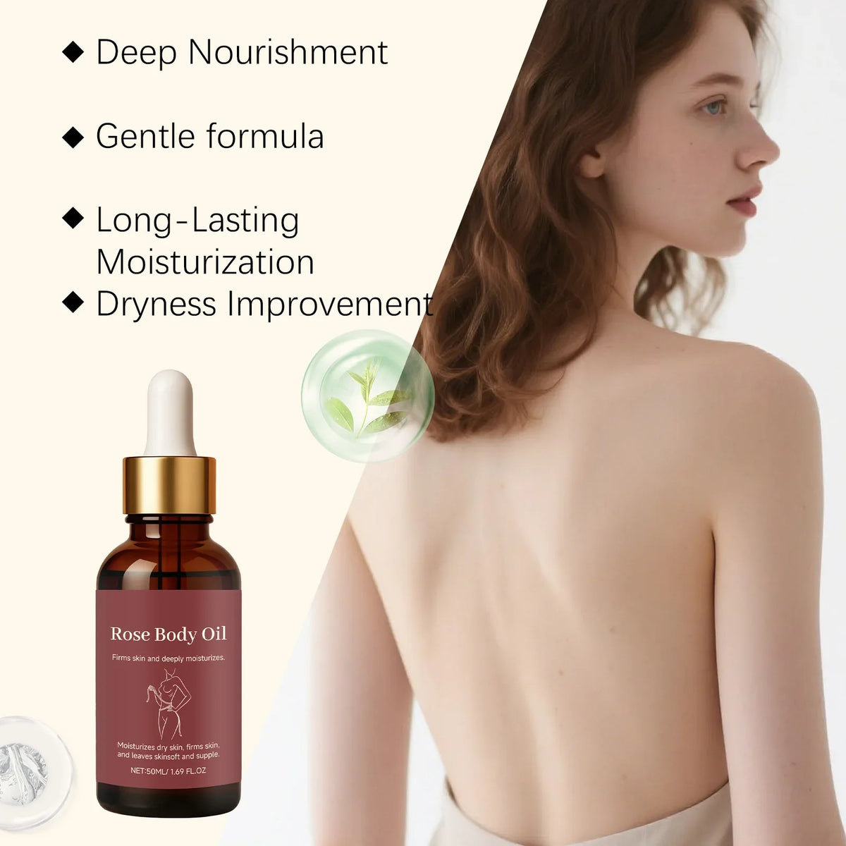 Rose Body Essential Oil Serum – Deep Moisture & Nourishing 50ml