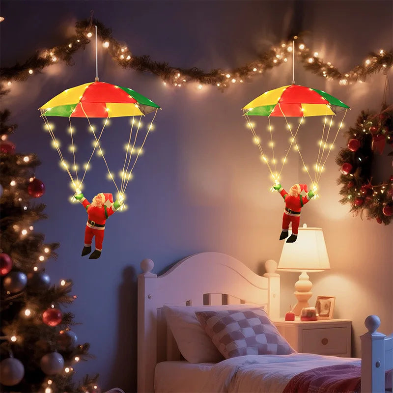 LED Light Christmas Skydiving Old Man Courtyard Gate Decorative