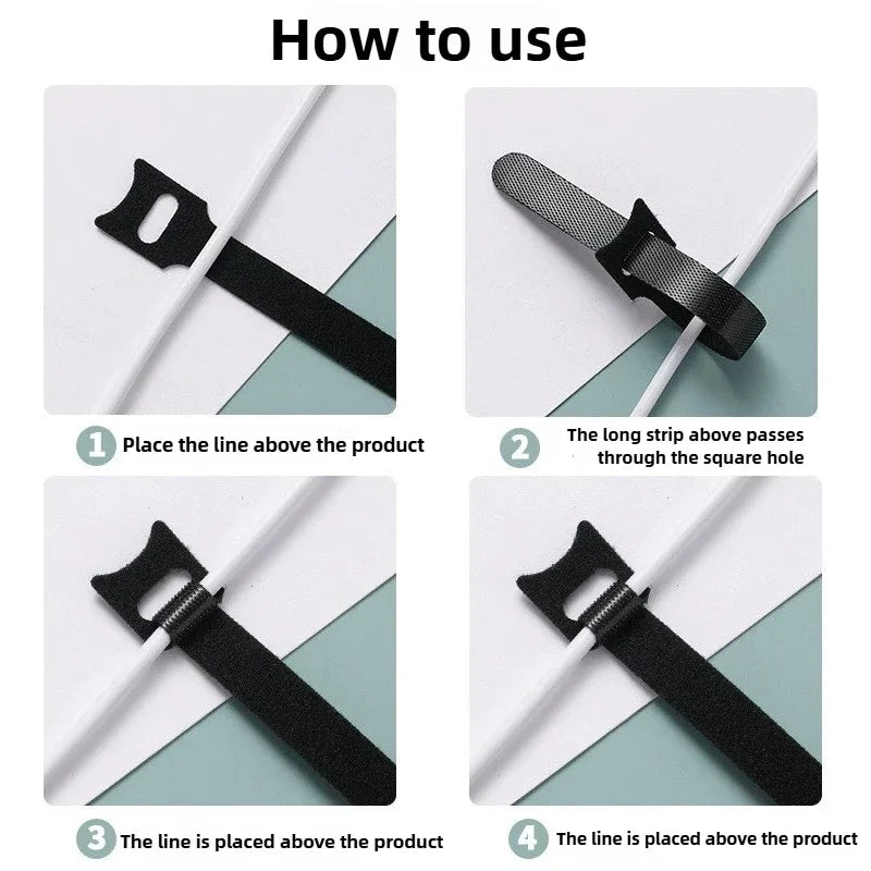 Reusable Hook & Loop Cable Ties 20cm 50pcs – Wire Organizer