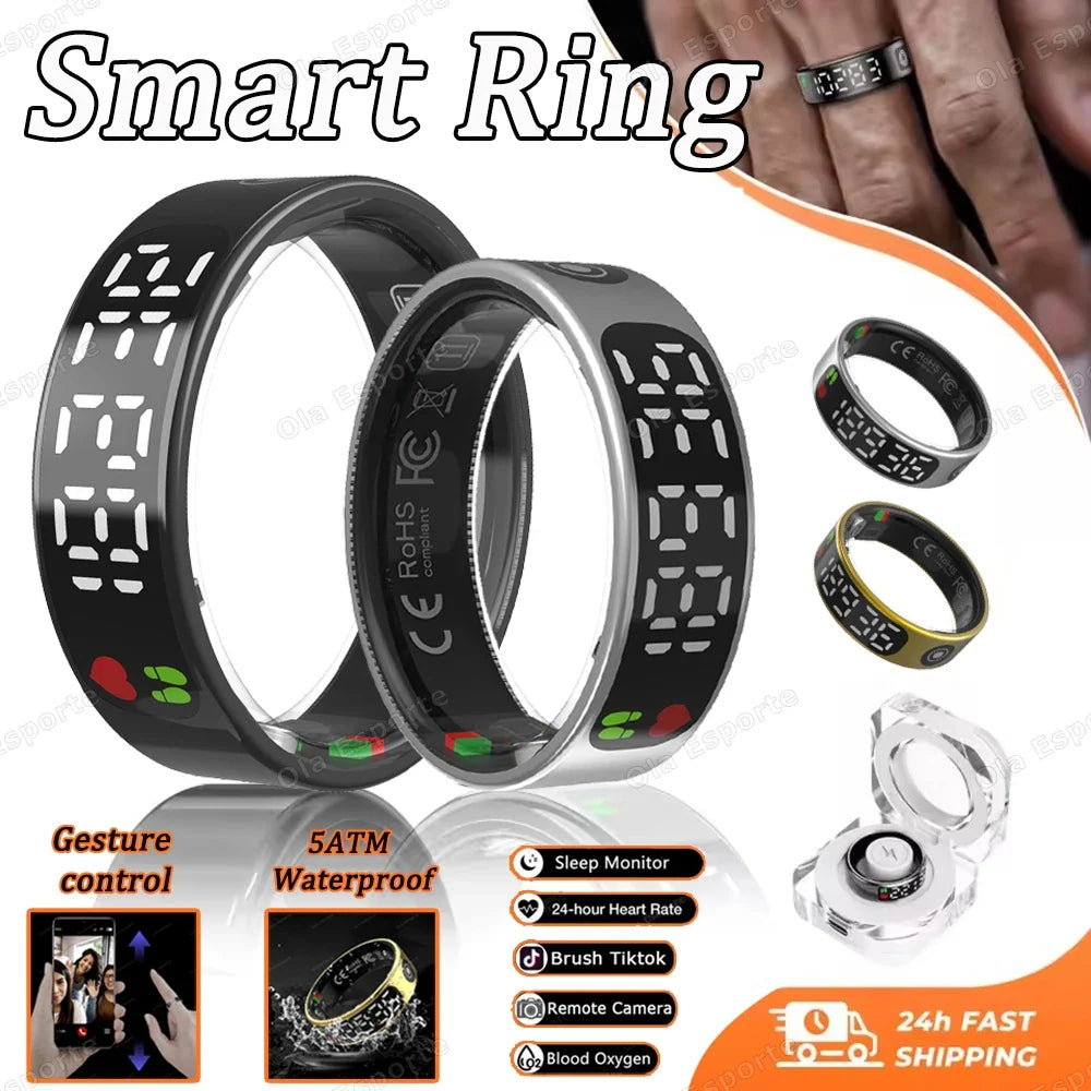 SR08 Smart Ring – Heart Rate, SpO2, Sleep & 5ATM Waterproof