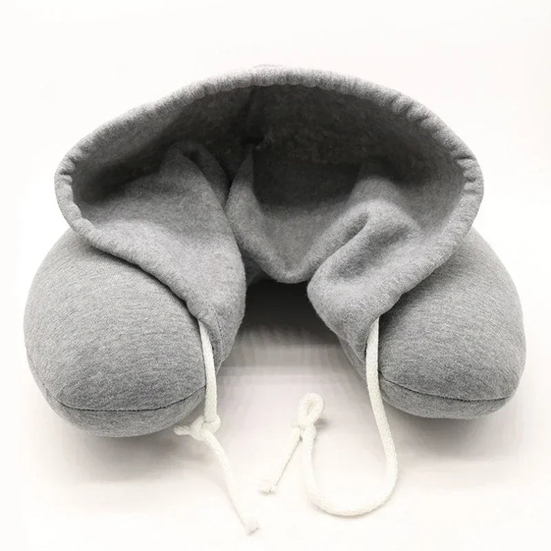 Memory Foam U-Shape Travel Neck Pillow | Hooded Cushion