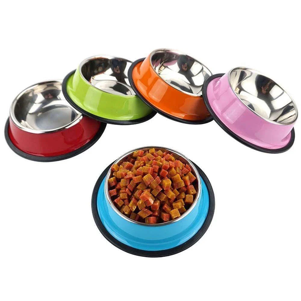 Stainless Cat Bowls Pet Steel Bowl Food Water Dogs Cats Anti-skid
