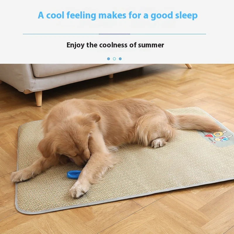 Dog Bed Summer Cool Mat Ice Pad Pet Supplies Cat Large Rattan