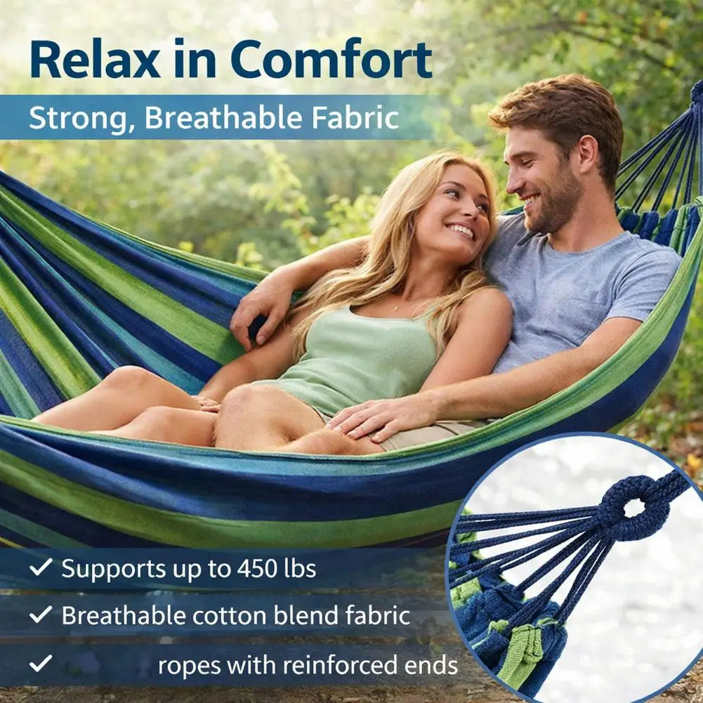 Outdoor Hammock Portable Camping Durable Canvas Hanging Bed Soft