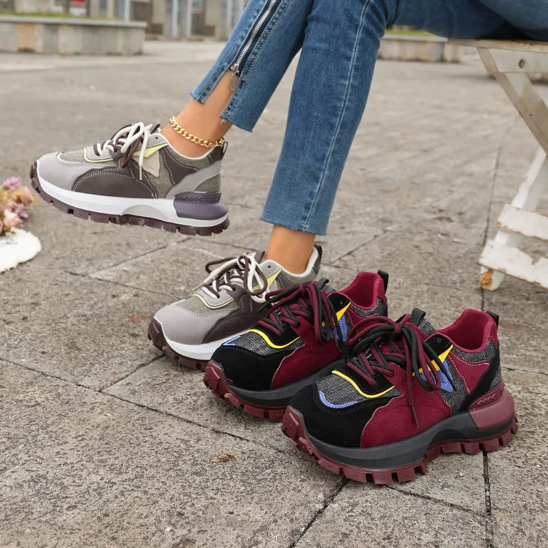 UXST Women's Platform Sneakers – Non-Slip Lace-Up Casual Shoes