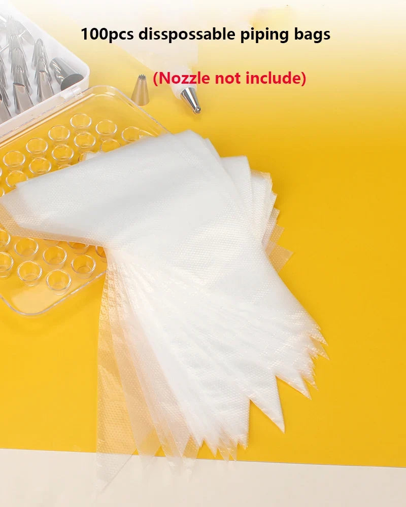 100-Pack Disposable Piping Bags – Anti-Burst Icing & Pastry Bags