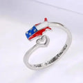 Huitan Heart American Flag Adjustable Ring – Patriotic Jewelry