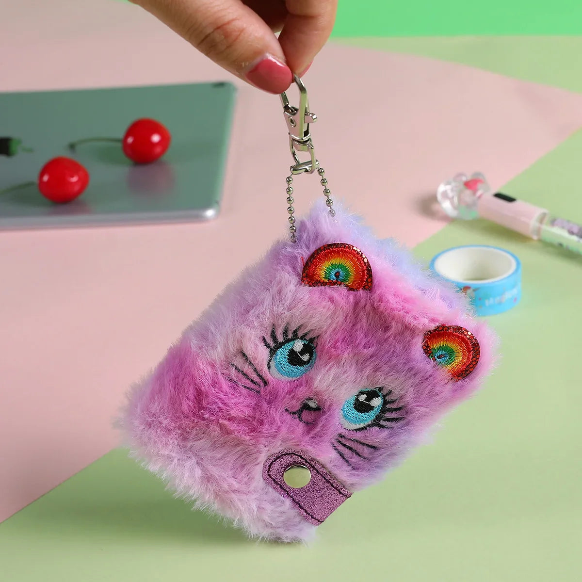 Kawaii Cat Plush Notebook & Keychain | Girls Journal Planner