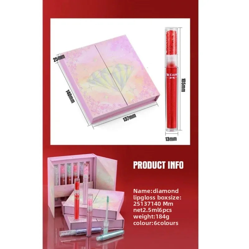 Fit Colors Diamond Lip Oil Gloss Set – 6 Shades Gift Box