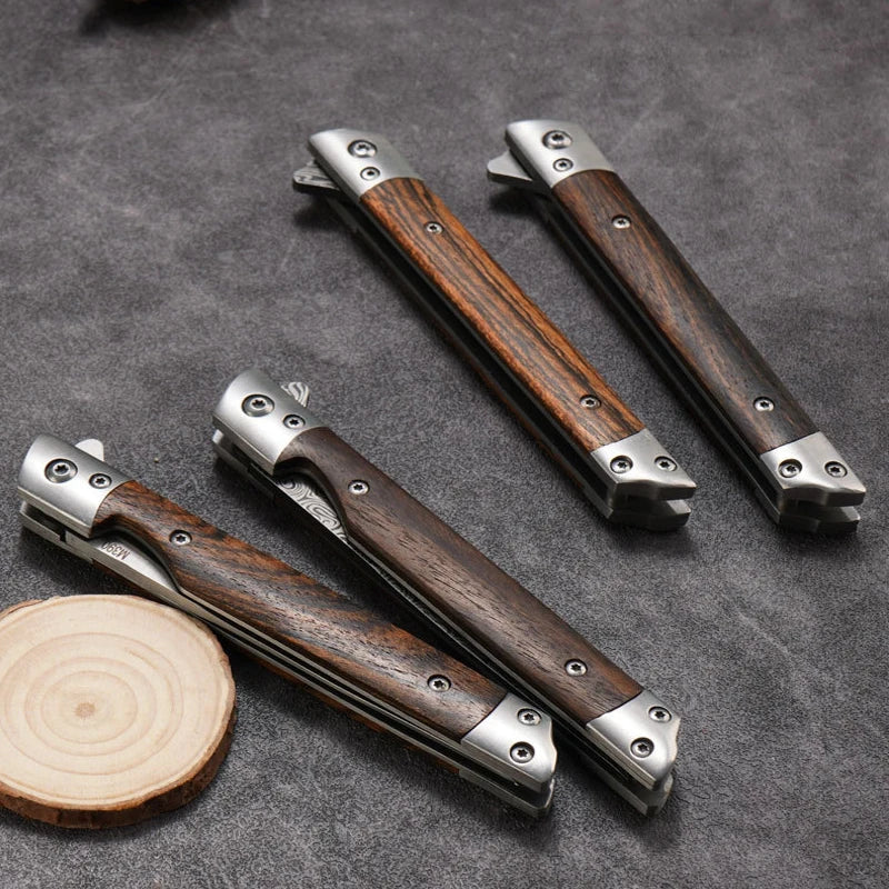 Damascus Folding Pocket Knife – Stainless Steel Camping EDC