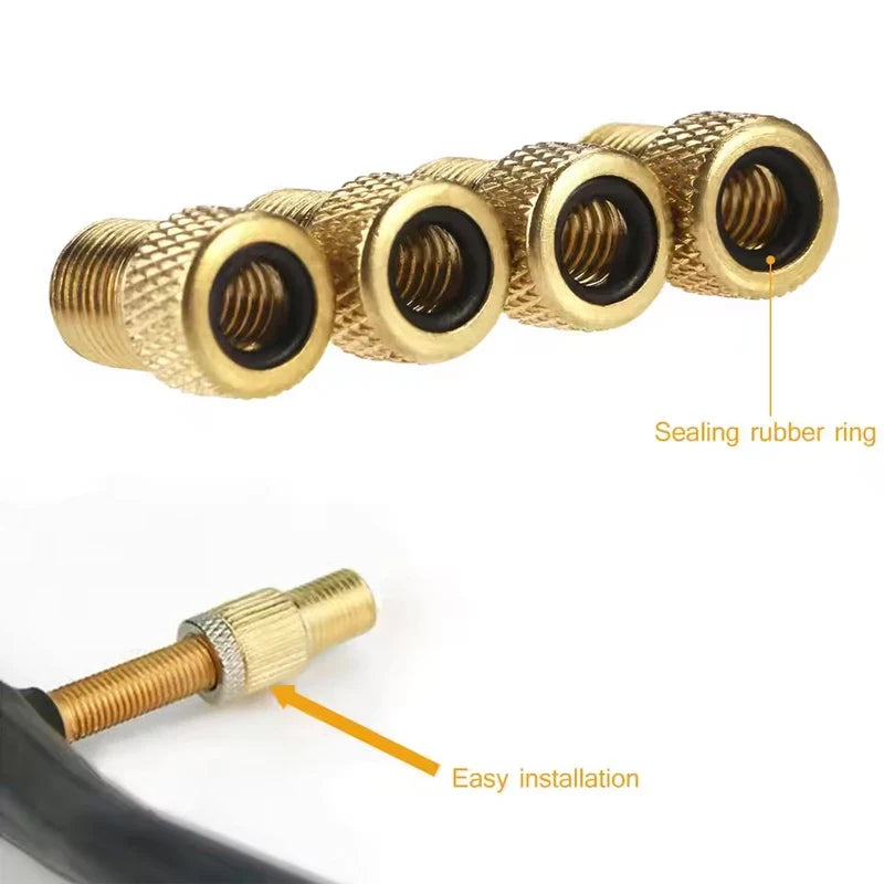 Copper Golden Bike Tire Valve Adapter – F/V to A/V Converter