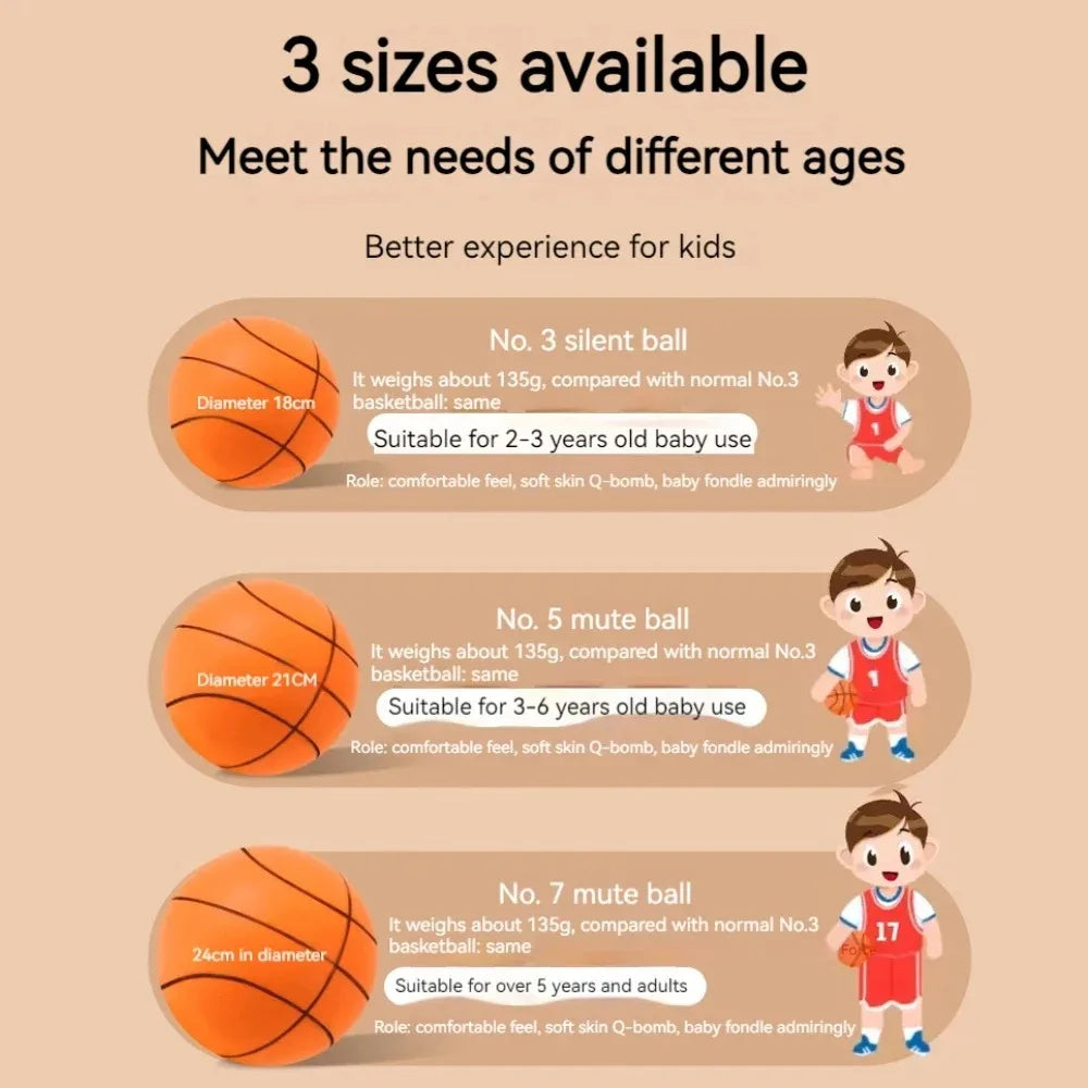 Kids Silent PU Foam Basketball – Indoor Mute Bouncing Ball