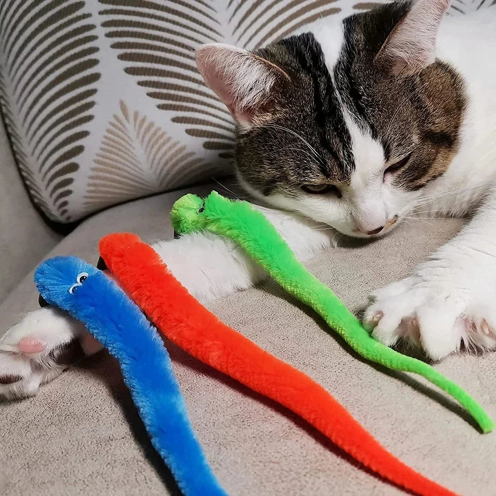 Worm Cat Teaser Toy Replacement Heads – Plush Wand Refills