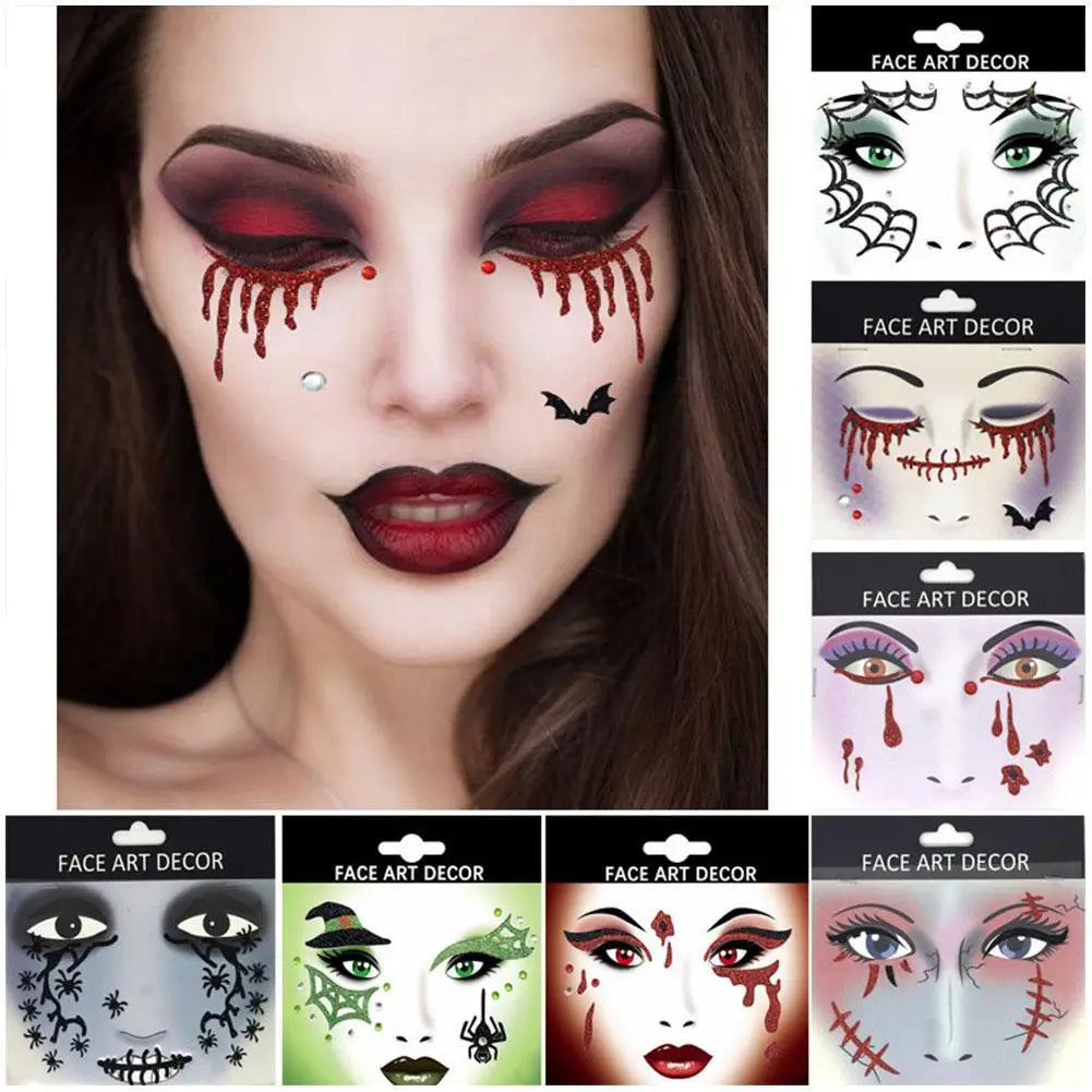 Halloween Face Gems Crystal Rhinestone Glitter Jewel Stickers