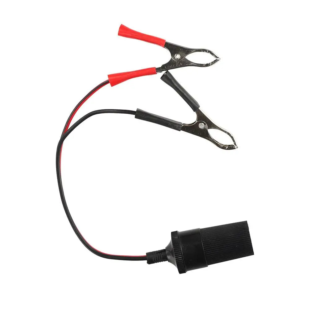 12V/24V Battery Clip-On Cigarette Lighter Socket Adapter