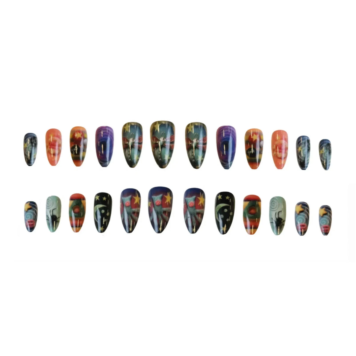 Gothic Fairy Tale Almond False Nails Press Wearable Halloween Resin
