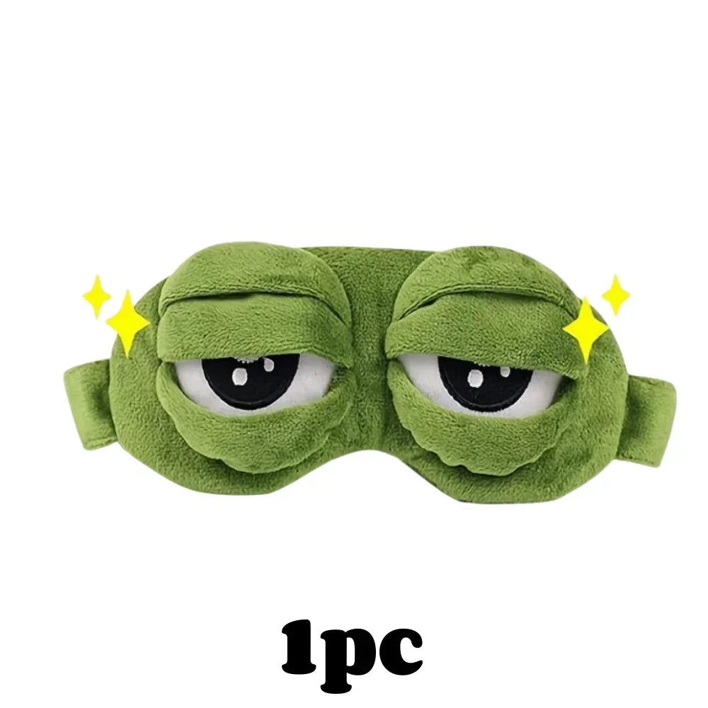 3D Frog Sleep Eye Mask – Soft Cotton Light Blocking Travel