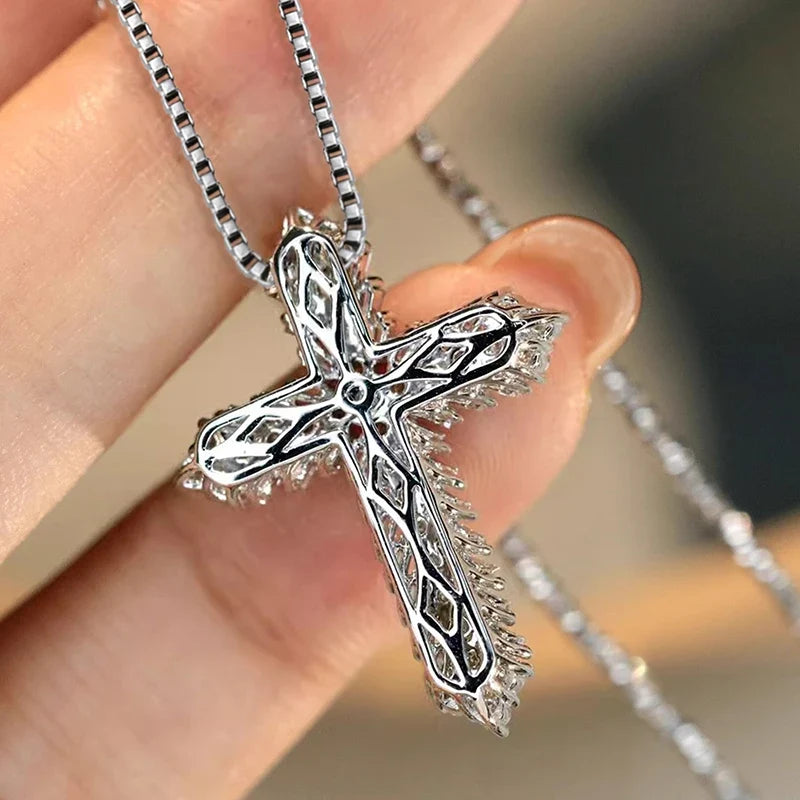 Huitan Crystal Cross Pendant Necklace | Cubic Zirconia Women