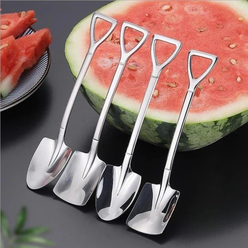 4-Piece Shovel Shape Stainless Steel Dessert Spoons Set