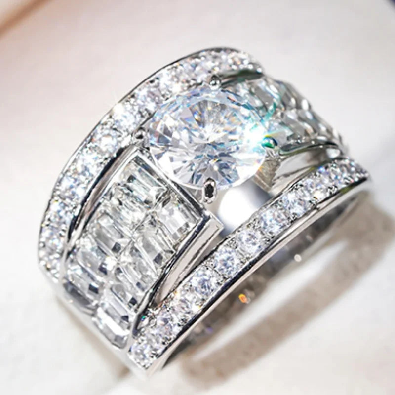Huitan Cubic Zirconia Wedding Ring – Sparkling Bridal Band