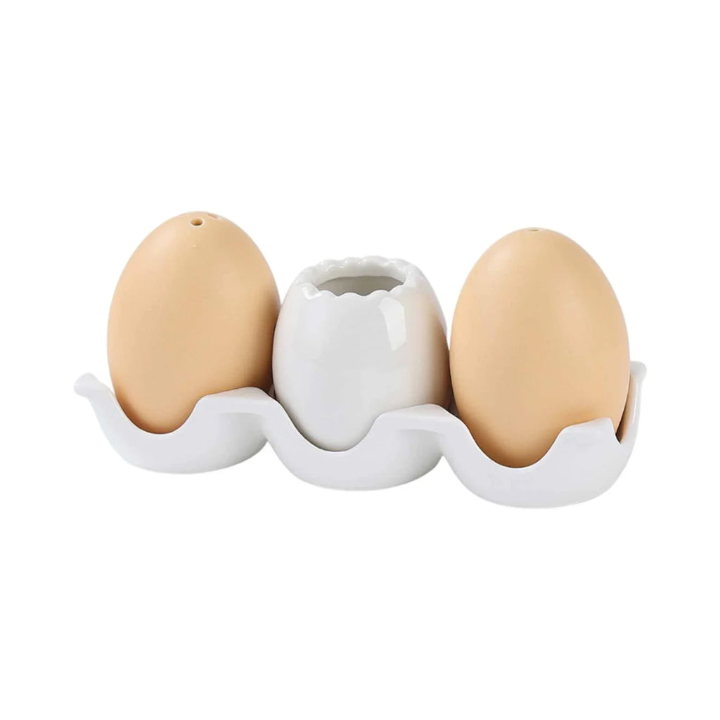 Egg-Shaped Ceramic Spice Bottle Set with Tray & Toothpick Box