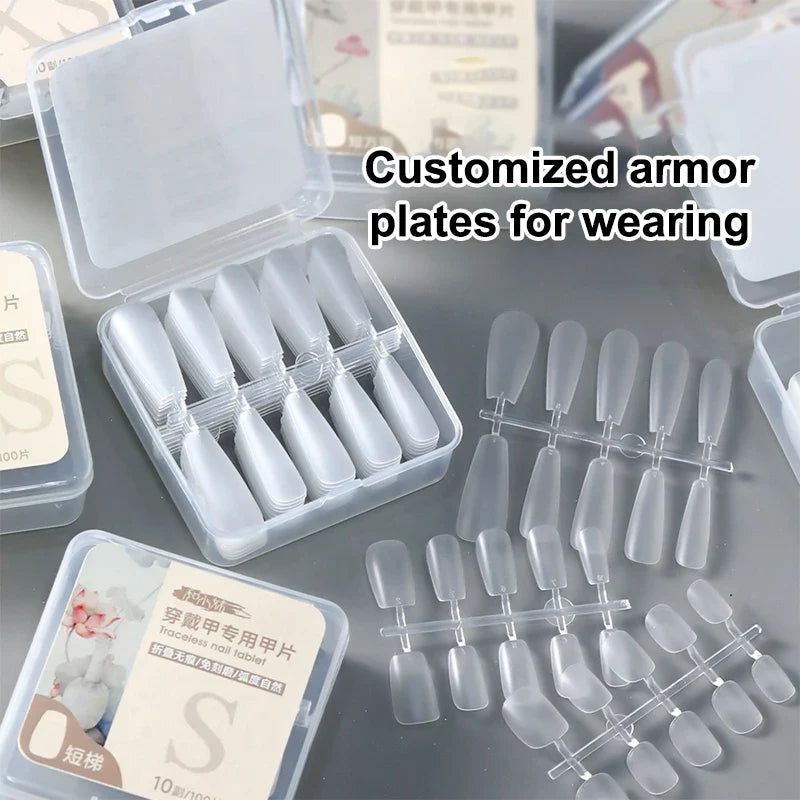 100 PCS Coffin Press On Nails – Clear Fake Nail Tips